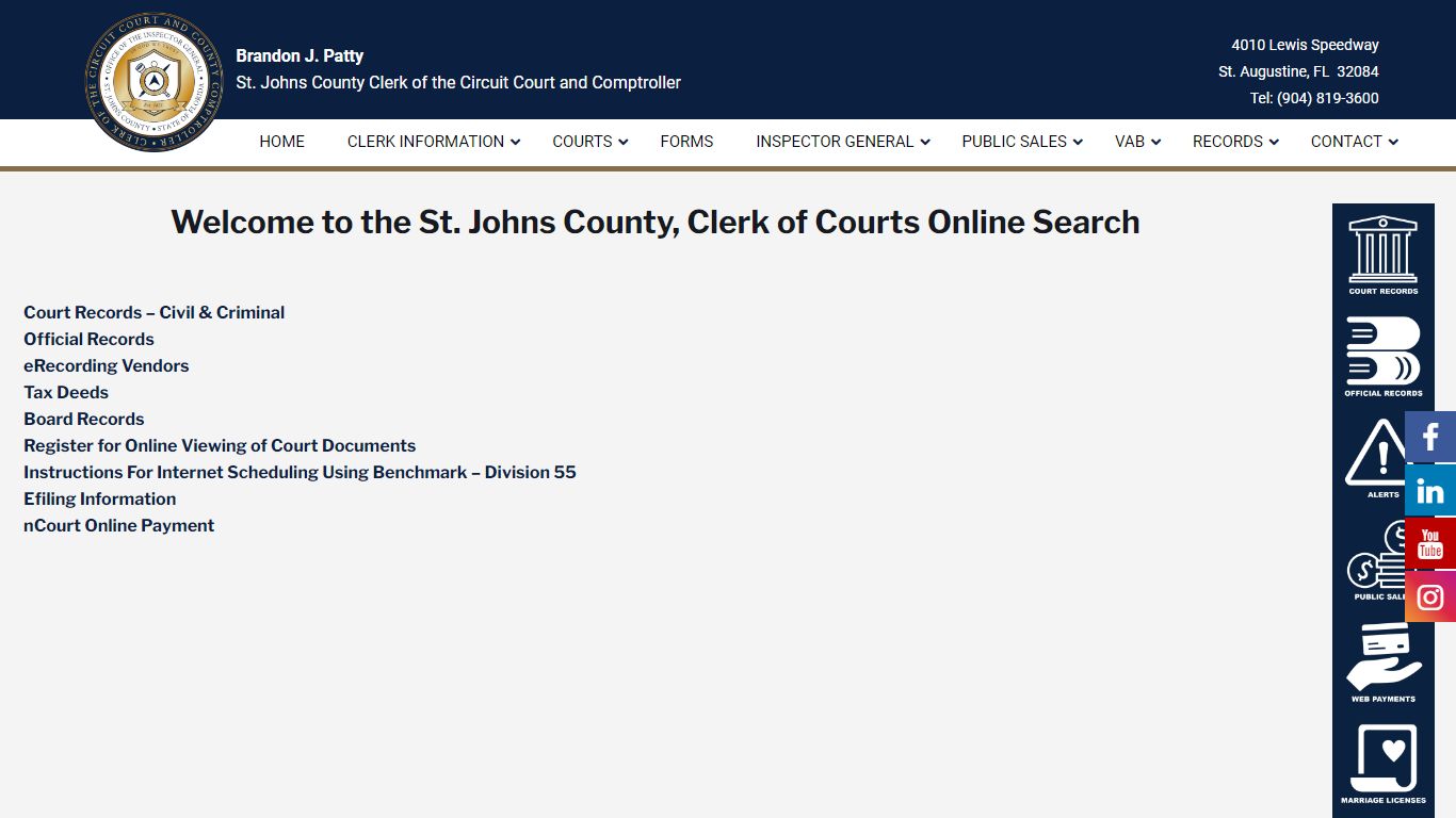 Online Research - St. Johns County Clerk of Court